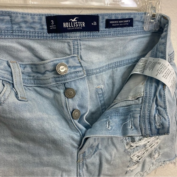 Hollister High Rise Distressed Mom Shorts - Size 26 - Light Blue - Picture 9 of 9